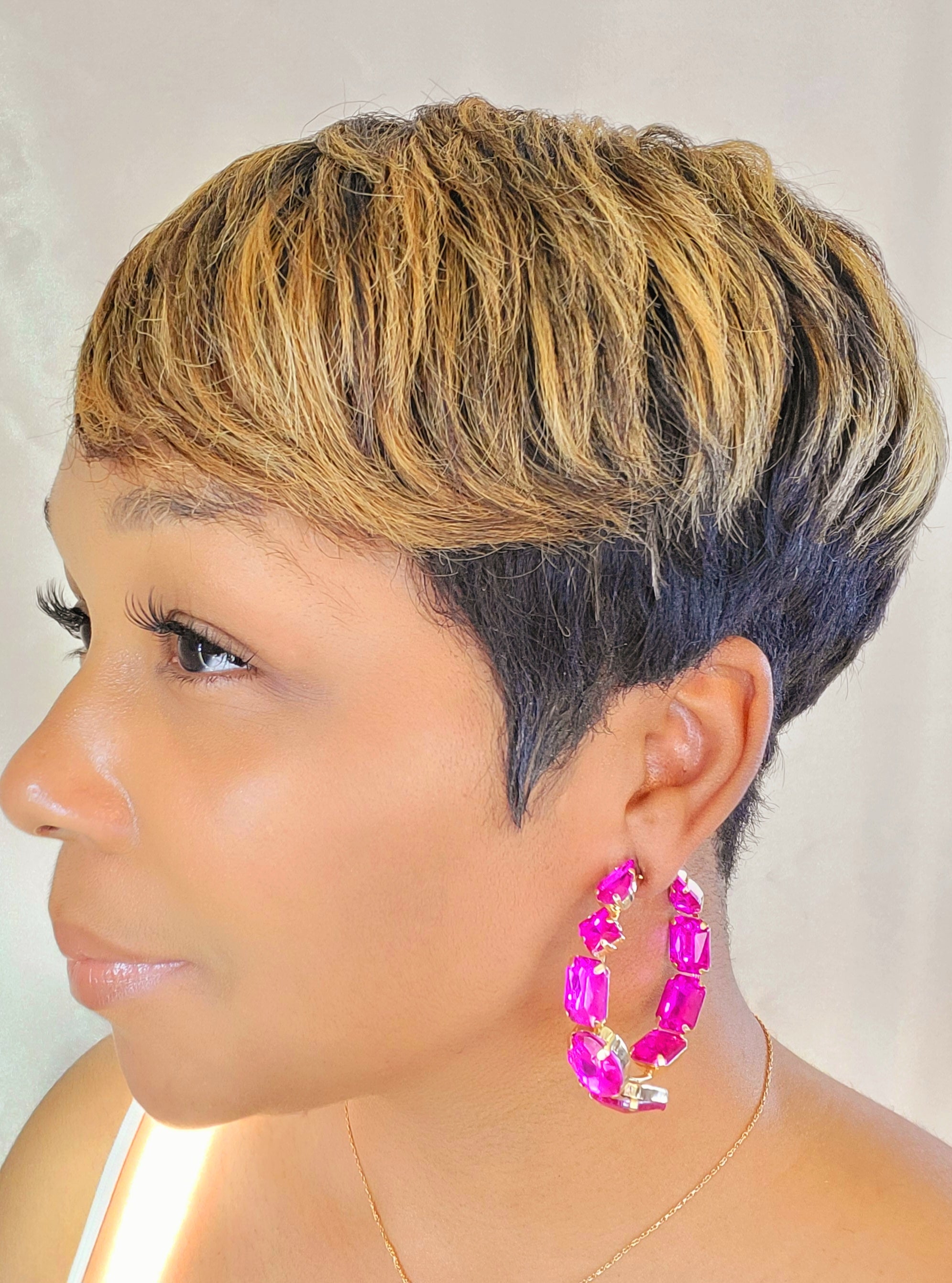 Pink Diamonds Hoops