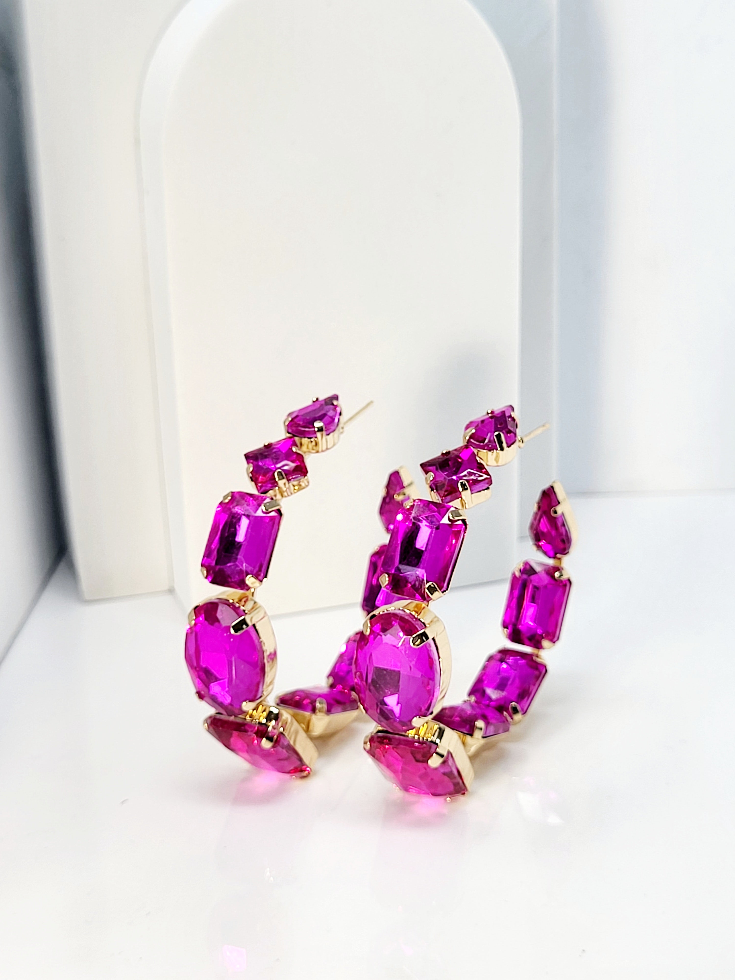 Pink Diamonds Hoops